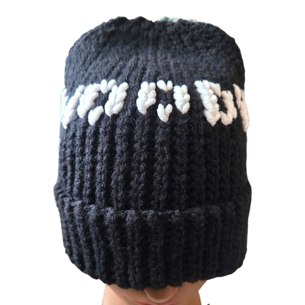 Moody/Raindow Knit-look 90s beanie, Handmade By Me, Hand Embroidery, Ask About C
